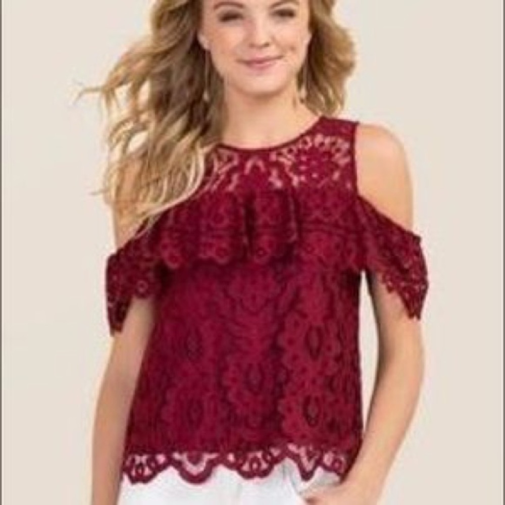 Francesca’s Miami Navy Lace Top